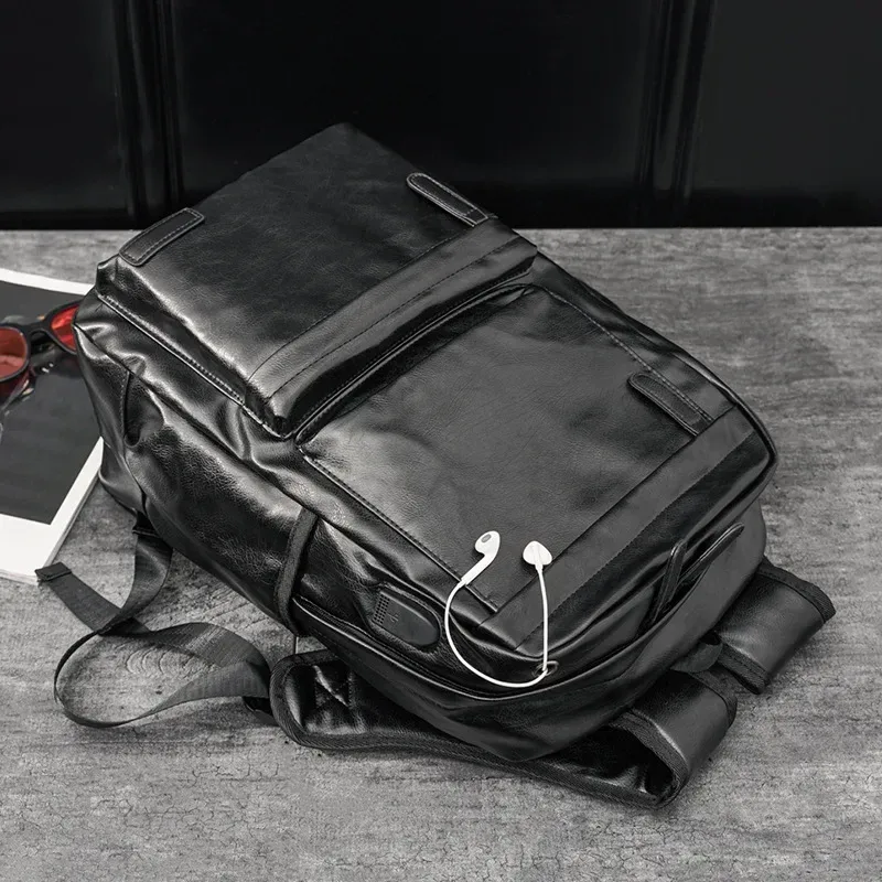 sac à dos de luxe en cuir pu souple pour hommes, grande taille, sac d'ordinateur, mode voyage camping, sacs d'école pour étudiants