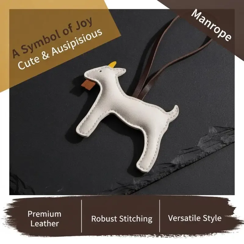 pendentif en cuir pu en forme de chèvre pour décorer sacs à main, sacs à dos et porte-clés