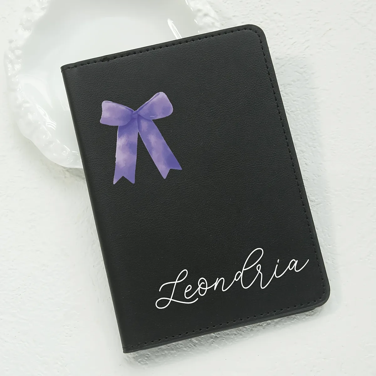 porte-passeport personnalisé avec motif de nœud, étui élégant pour cartes de voyage, cadeau adorable pour mariage, anniversaire, saint-valentin, amoureux