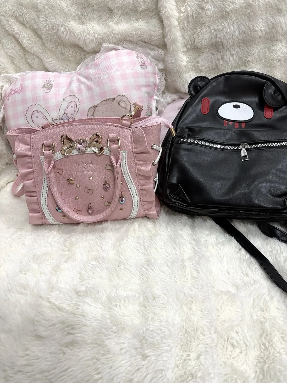 sac à dos en cuir pu noir y2k, style ours, kawaii, effrayant, mignon, gothique, punk, sac de poupée, streetwear harajuku, emo, grunge, pour filles et femmes, sac à bandoulière