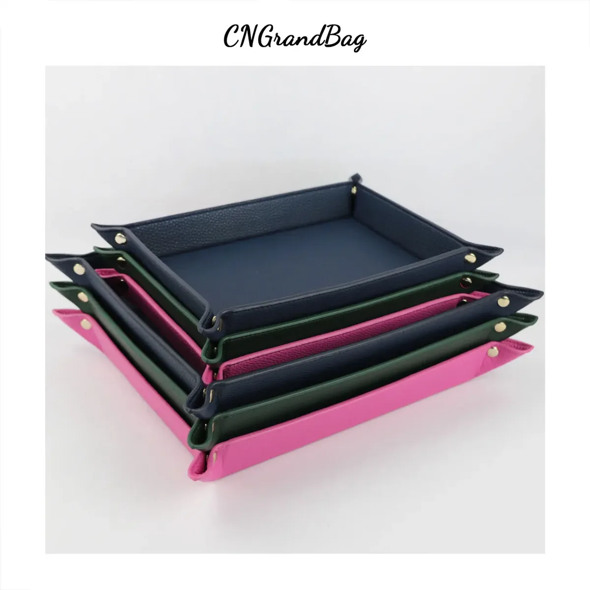 plateau carré pliable en cuir personnalisable avec nom, boîte de rangement de bureau, plateau à bijoux, organisateur pour dés, clés, portefeuilles et pièces de monnaie