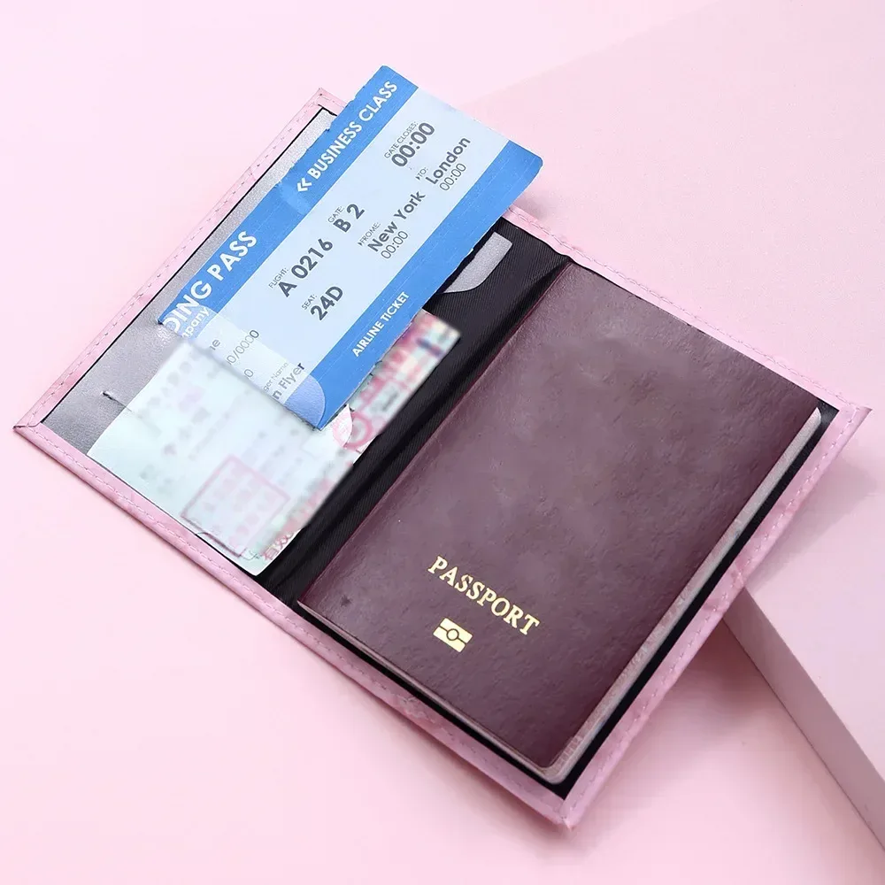 couverture de passeport de voyage pour femmes, motif marbre rose, sac porte-passeport, étuis de crédit, accessoires essentiels de protection pour billets fins