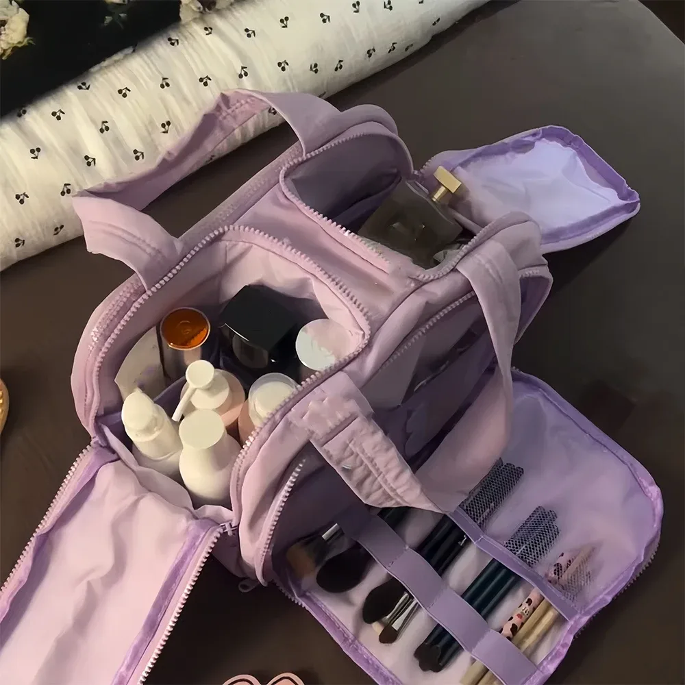 trousse de maquillage pour femmes, grande capacité, organiseur de cosmétiques de voyage avec plusieurs compartiments, trousse de toilette pour accessoires de soins de la peau