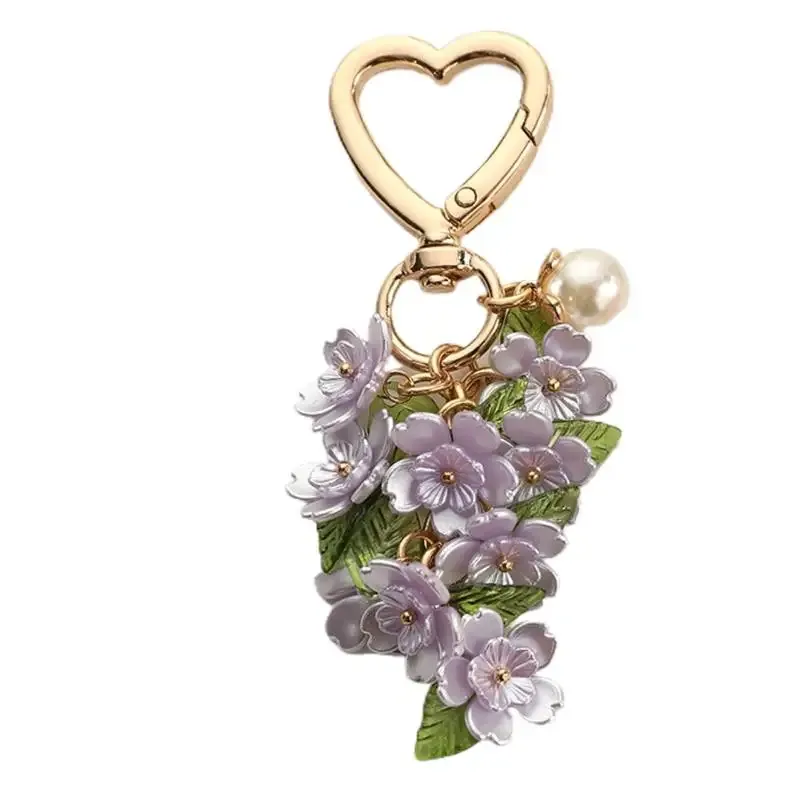 porte-clés cœur rempli de fleurs mignonnes, accessoire de sac esthétique créatif pour filles, ornement quotidien pour sac à dos, doux cadeau de vacances