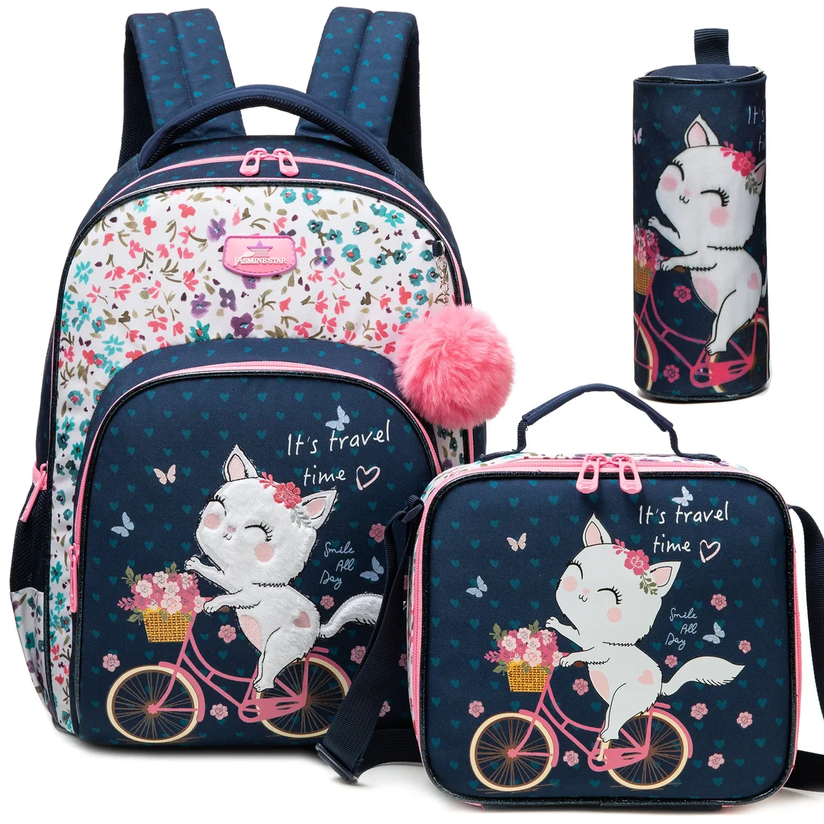3 pièces sac à dos pour enfants fleur filles bookbag ensemble avec boîte à déjeuner primaire collège sac à dos pour voyage retour à l'école approvisionnement