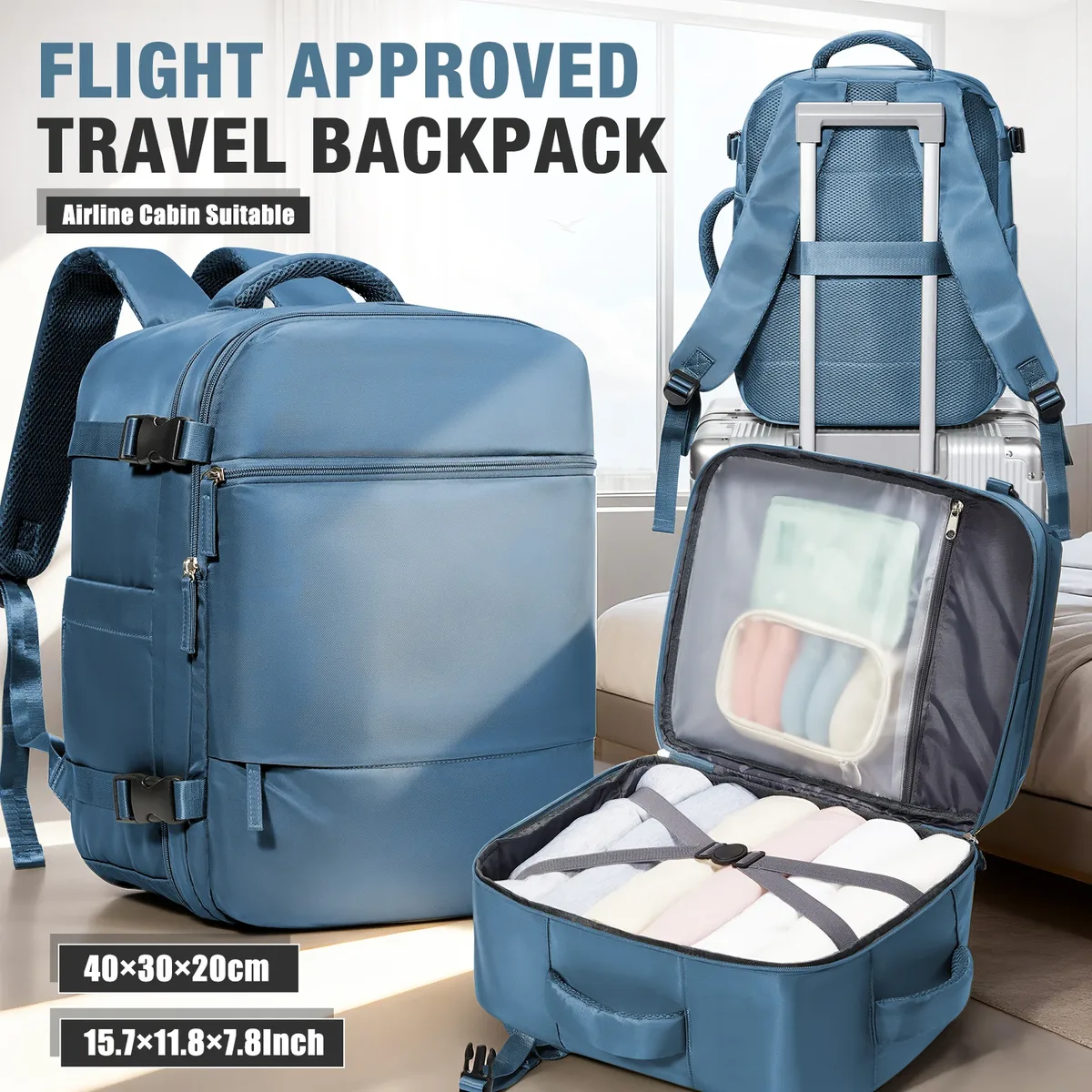 sac à dos de voyage pour avion 40x30x20, sac à dos ryanair pour ordinateur portable, bagage à main, sac à dos de voyage portable pour femmes et hommes