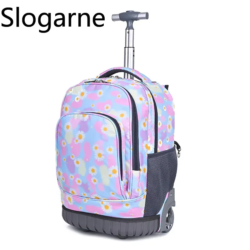 sac dos oxford cloth motifs animaux rose violet bleu format rectangulaire roulettes fixes usage école voyage