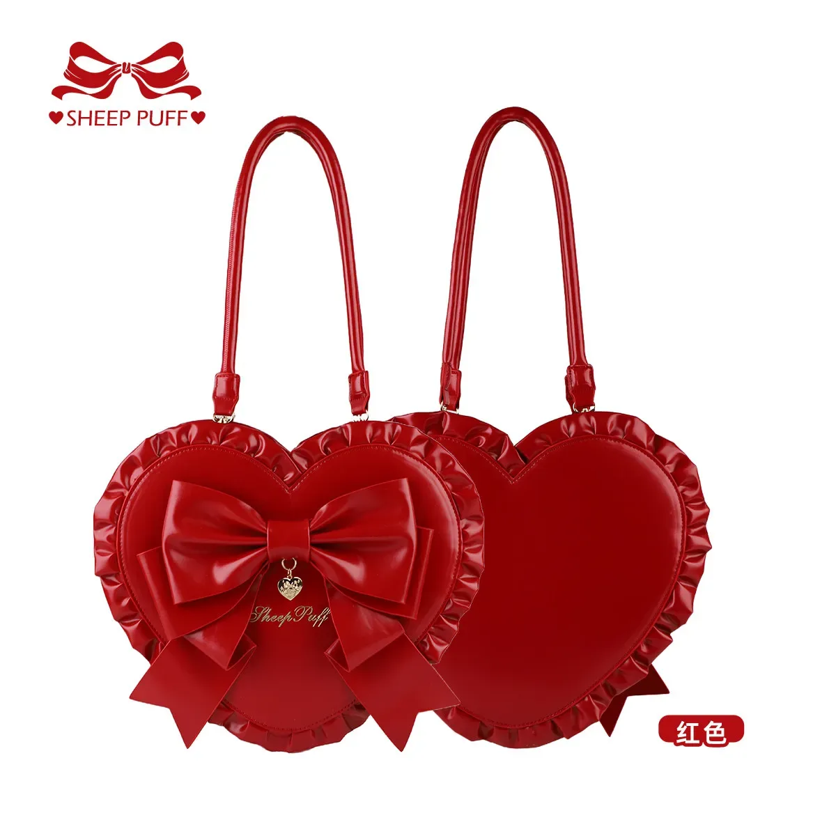 sac lolita original 2026 nouveau sac à bandoulière unique avec nœud cœur et dentelle, sac princesse élégant pour femme
