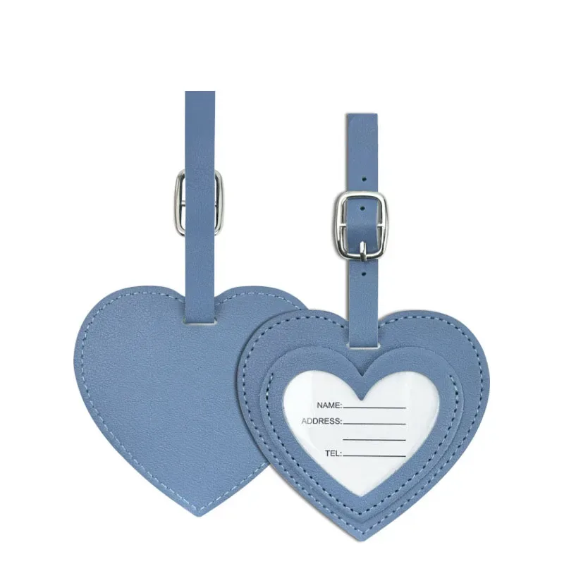 étiquettes de bagage en cuir pu épaissi, design créatif 'love', pour cartes d'embarquement, accessoires de voyage et de vacances, étiquettes d'identification nominative pour le check-in