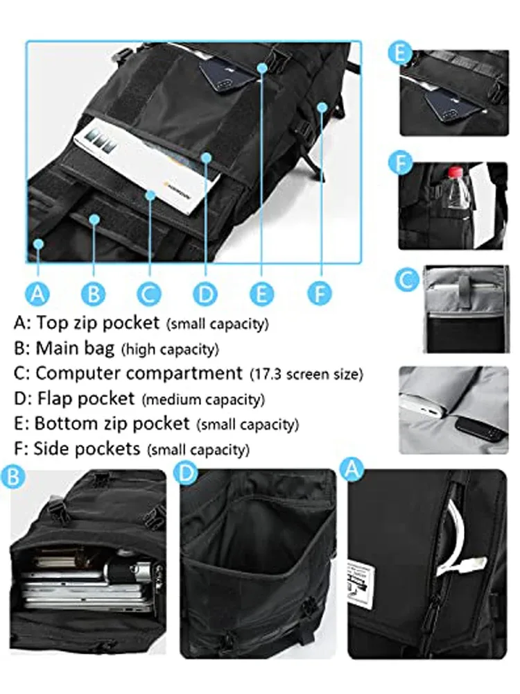 sac à dos à roulettes pour hommes, résistant à l'eau extensible, sac à dos pour ordinateur portable de 17,3 pouces pour les voyages, sac à dos de 40 litres maximum