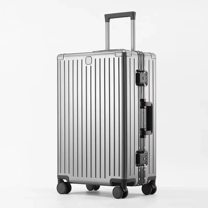 valise de luxe en alliage d’aluminium et de magnésium, avec roulettes multidirectionnelles, serrure tsa, idéale pour les voyages, disponible en différentes tailles (20, 24, 26 et 29 pouces).
