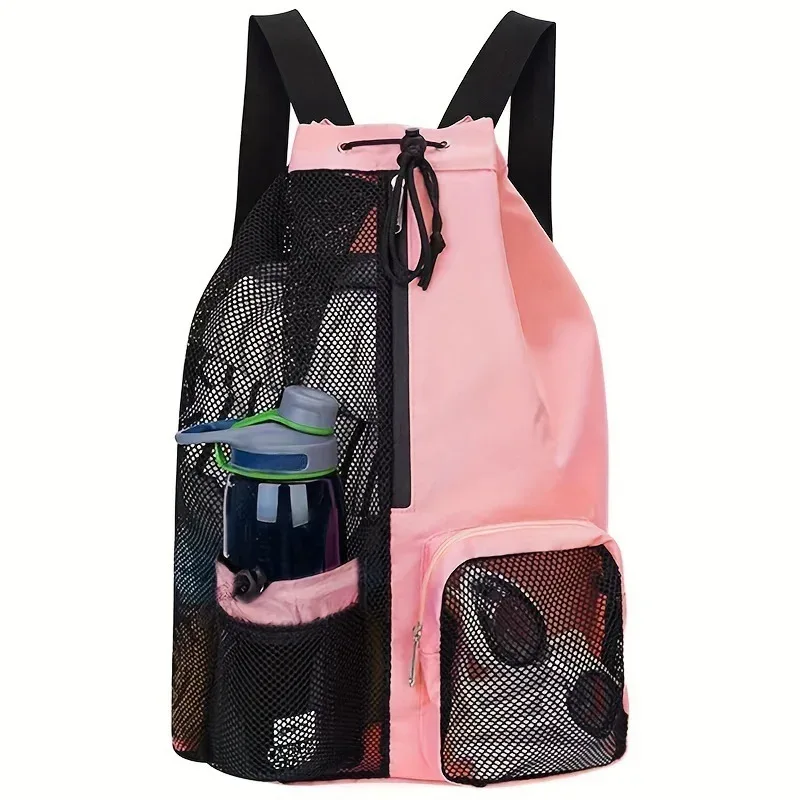 sac de bain en maille avec cordon de serrage, sac à dos de plage polyvalent avec poche humide pour la natation, la salle de sport et l'équipement d'entraînement