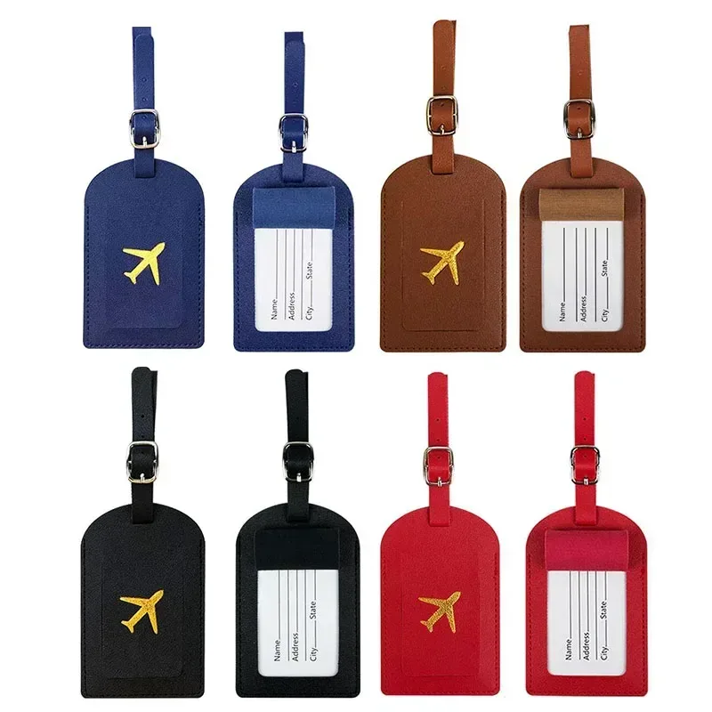 étiquette de bagage femmes hommes en cuir pu valises de voyage étiquette d'identification bagages sac d'embarquement étiquettes nom id adresse support accessoires