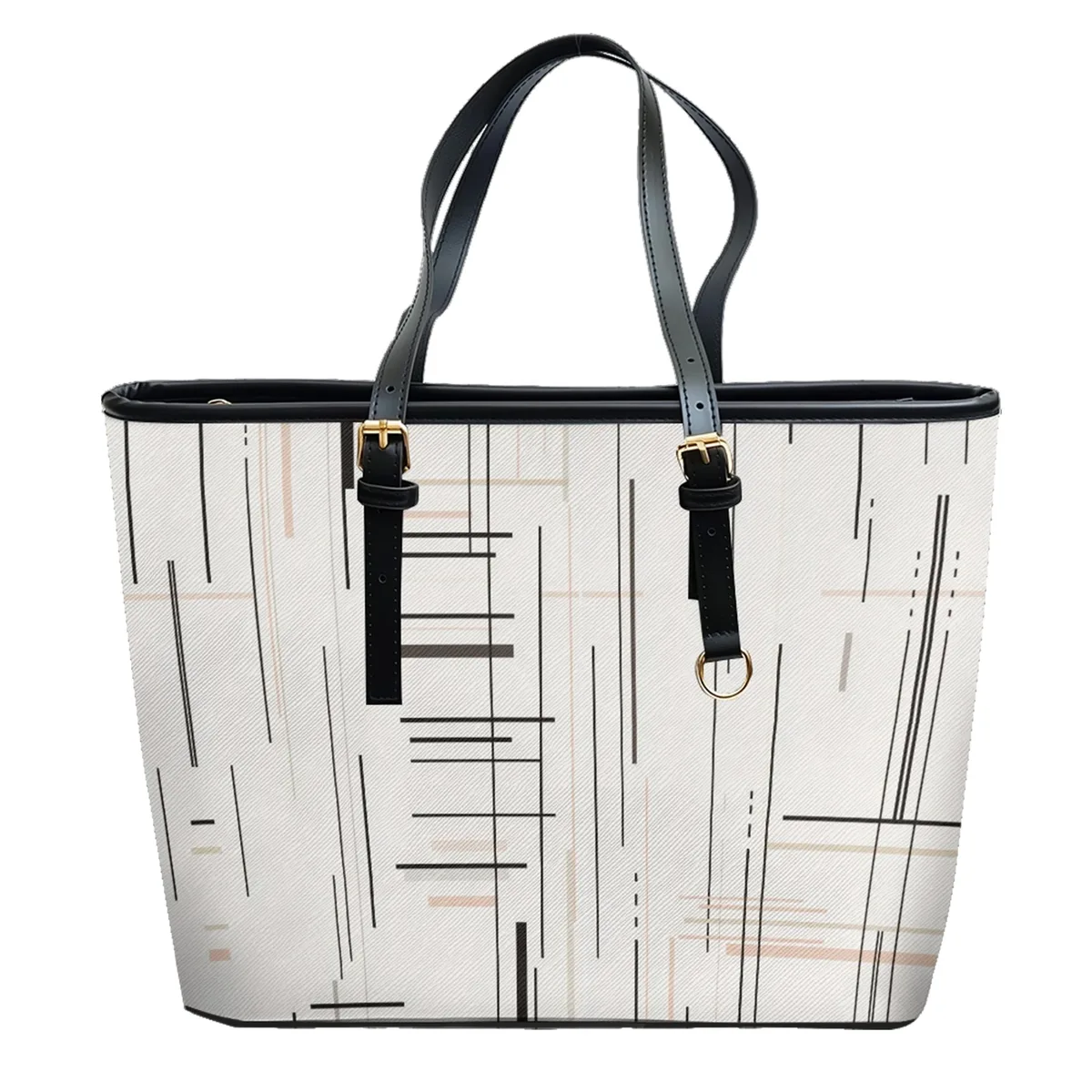 sac à bandoulière en cuir pvc oxford imprimé à rayures aquarelle, fourre-tout léger à fermeture éclair, usage quotidien, sac à main convertible pour le travail et le week-end