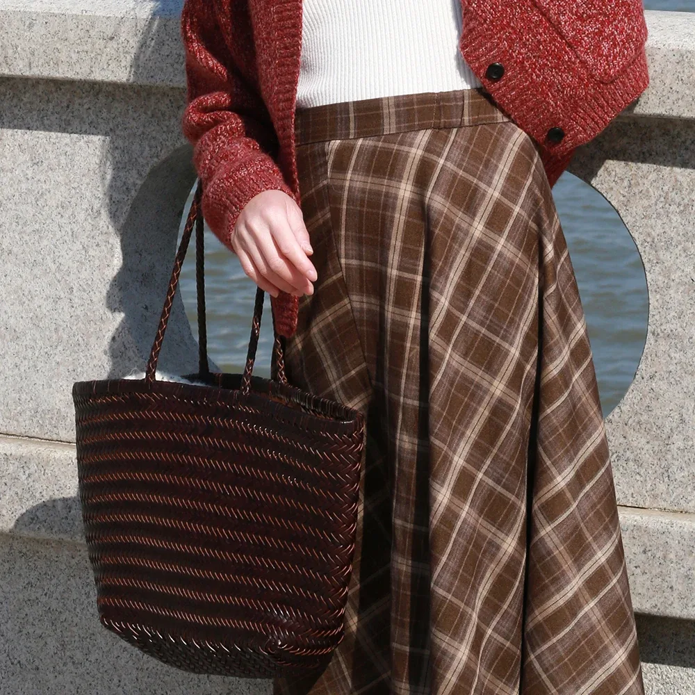 sac à main en cuir véritable pour femmes, grand sac fourre-tout vintage, sac à bandoulière décontracté, sac de shopping en cuir de vache tissé, sac bandoulière pour femmes
