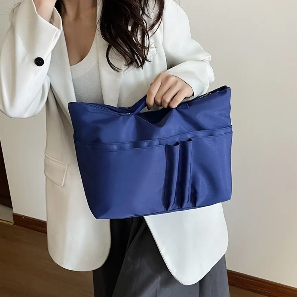 organisateur de sac à main en nylon, insert multi-poches, grande capacité, organisateur de sac fourre-tout, couleur unie, sac de rangement léger pour maquillage