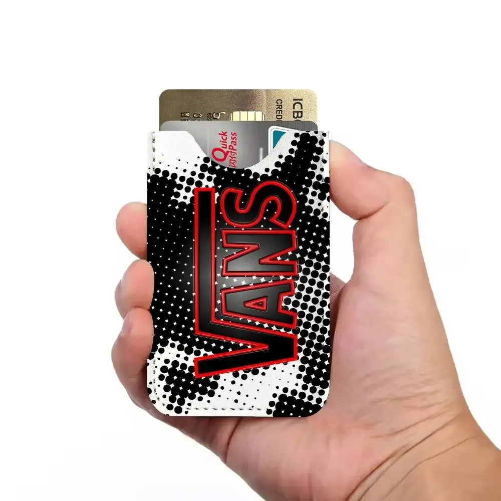 porte-cartes en cuir pu v-vans ultra fin, organisateur de cartes de crédit et d'identité, porte-cartes de visite léger