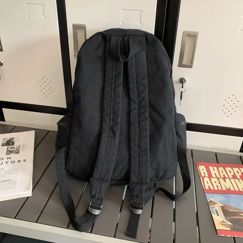 sac à dos vintage en toile délavée pour femmes, grande capacité, sacs d'école de loisirs pour étudiants, sacs à dos de voyage simples et solides, sac à livres féminin