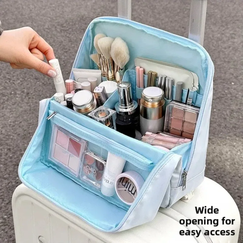 sac de maquillage étanche en pu pour voyage, sac de toilette sec et humide, sac de rangement pour cosmétiques, organisateur de grande capacité, sac à cosmétiques