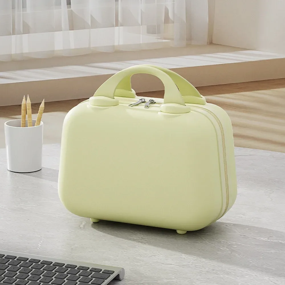 organisateur voyage plastique bleu pastel rectangulaire poignées latérales roues coins grande capacité durable compression sac chaussures pochette housse vêtements
