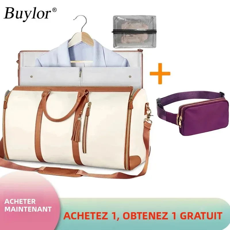 sac voyage polyester rose marron pliable extensible femelle polyvalent grande capacité résistant eau hand bagage fitness voyage suit storage