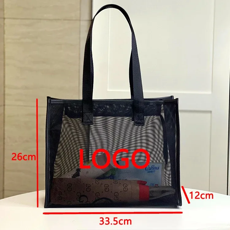 sac en maille avec logo personnalisé, trousse de maquillage à main, trousse de toilette, fitness, yoga, sac de transport pour maman, magasin de shopping