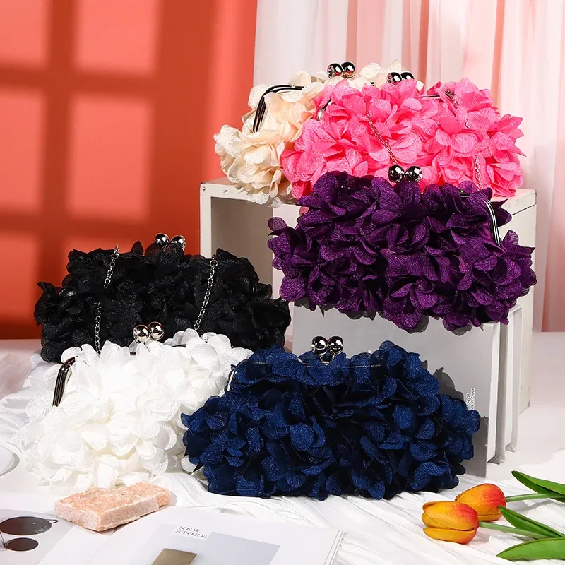 fleur dîner sac à main concepteur chaîne florale bandoulière mariée sac à main embrayages femme pétale soirée pochette robe de mariée sac
