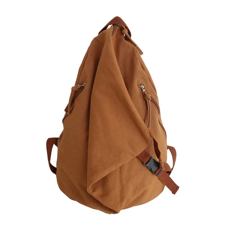 sac dos toile trapézoïdale poches latérales beige vert olive noir voyage étudiant lycéen unisexe