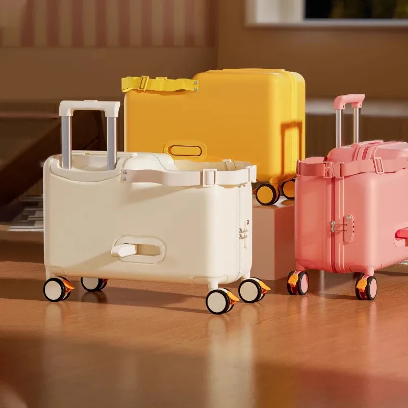valise pour enfants de 21 pouces, valise de voyage en cabine assise pour monter, garçon et fille, cheval en bois, boîtier de chariot pc, roue de frein universelle, bagages pour bébé