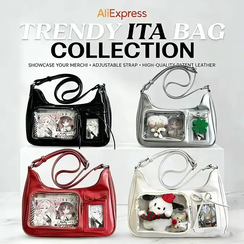 sac à bandoulière y2k harajuku pour femme, sac ita transparent coréen, sac à bandoulière scolaire, sac à main de créateur japonais style preppy