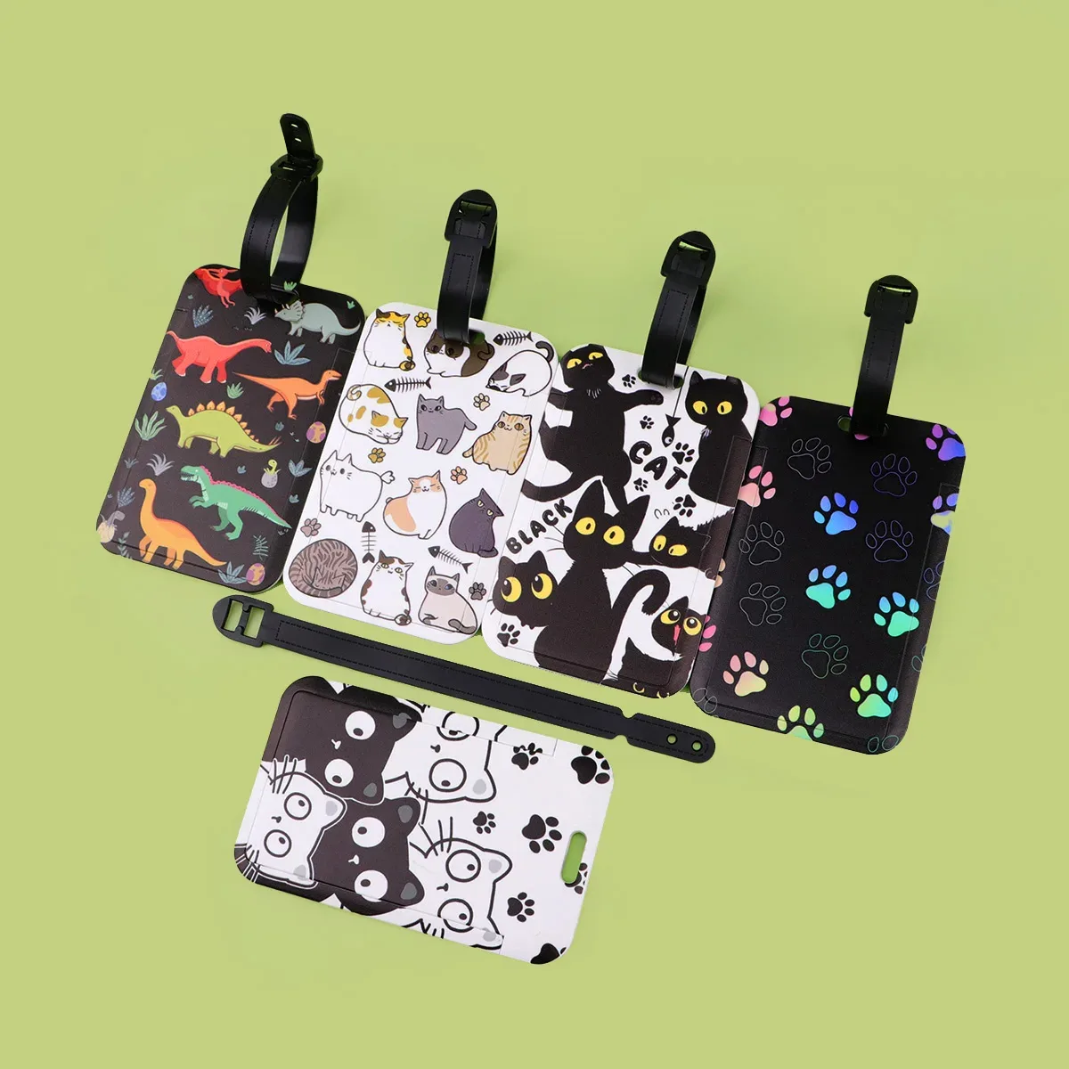 étiquettes de bagage chat dinosaure mignon, identification de valise, porte-nom d'adresse, étiquette de bagage, embarque de voyage, accessoires de valise portables