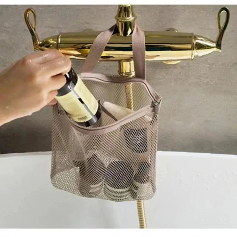 sac de douche de rangement de voyage, sac de toilette de plage, sac à cosmétiques, sac à main en maille, sac de rangement d'articles de toilette pour l'extérieur