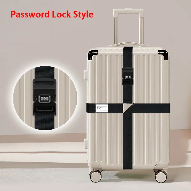 sangles de bagages en nylon avec porte-carte d'identité, réglables, pour l'organisation des bagages, avec cadenas à combinaison, accessoires de voyage anti-perte