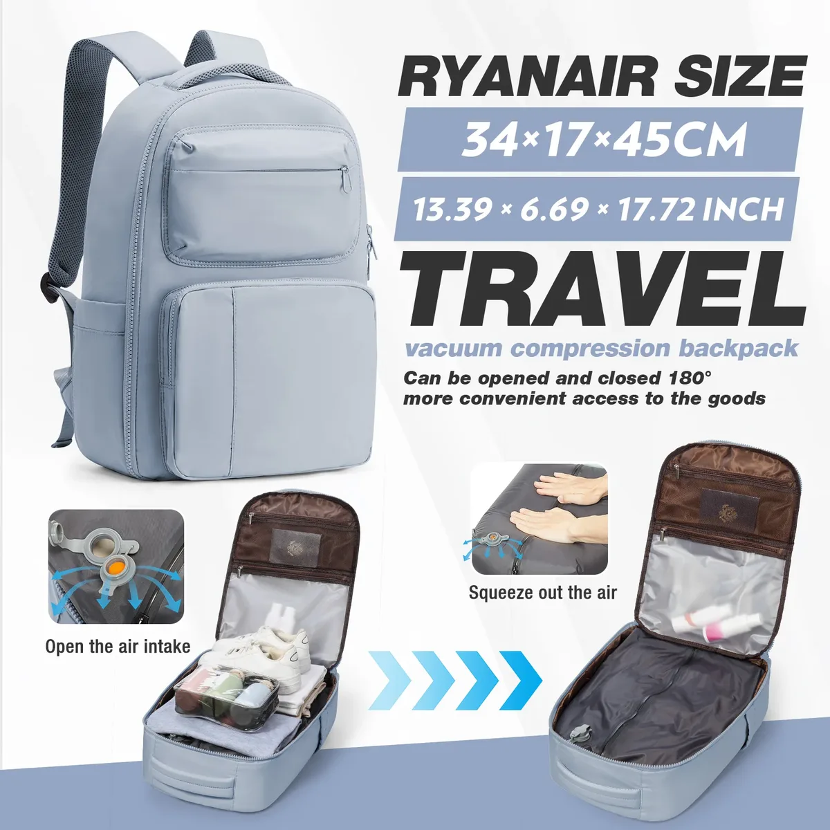 sac à dos pour femme, sac à dos de voyage à fermeture hermétique, sac pour ordinateur portable, sac à dos de voyage compressible, sac à dos de voyage multifonctionnel de grande capacité