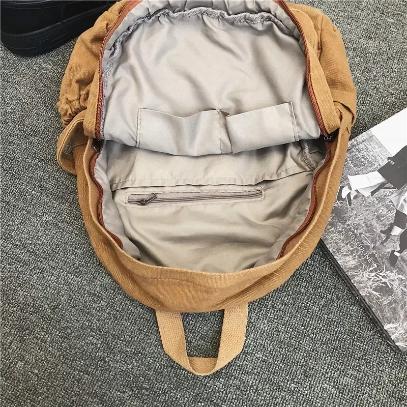 mode couleur unie sac à dos femmes toile sacs d'école pour adolescentes sac à dos de voyage décontracté femme étudiant école sac à dos