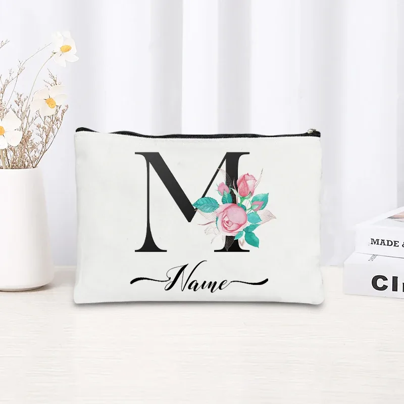 trousse de maquillage personnalisable avec nom, trousse de maquillage de voyage, trousse de maquillage pour mariage, trousse de maquillage individuelle, trousse de maquillage en toile pour fêtes, organiseur de cosmétiques, cadeaux pour femme