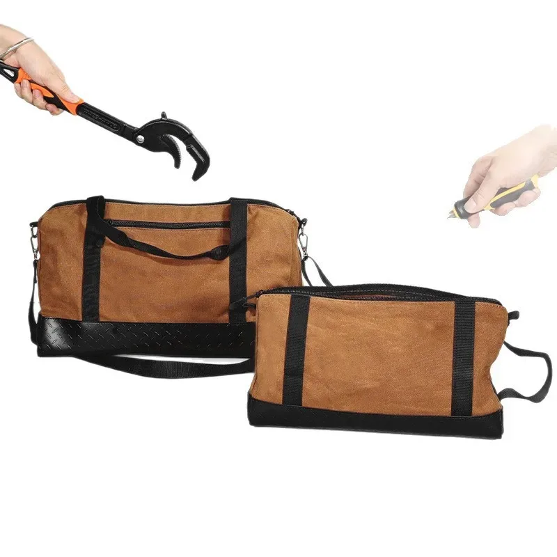 sac de rangement pour outils en toile cirée épaissie, multifonctionnel, style minimaliste moderne, avec compartiments multiples, pour outils...