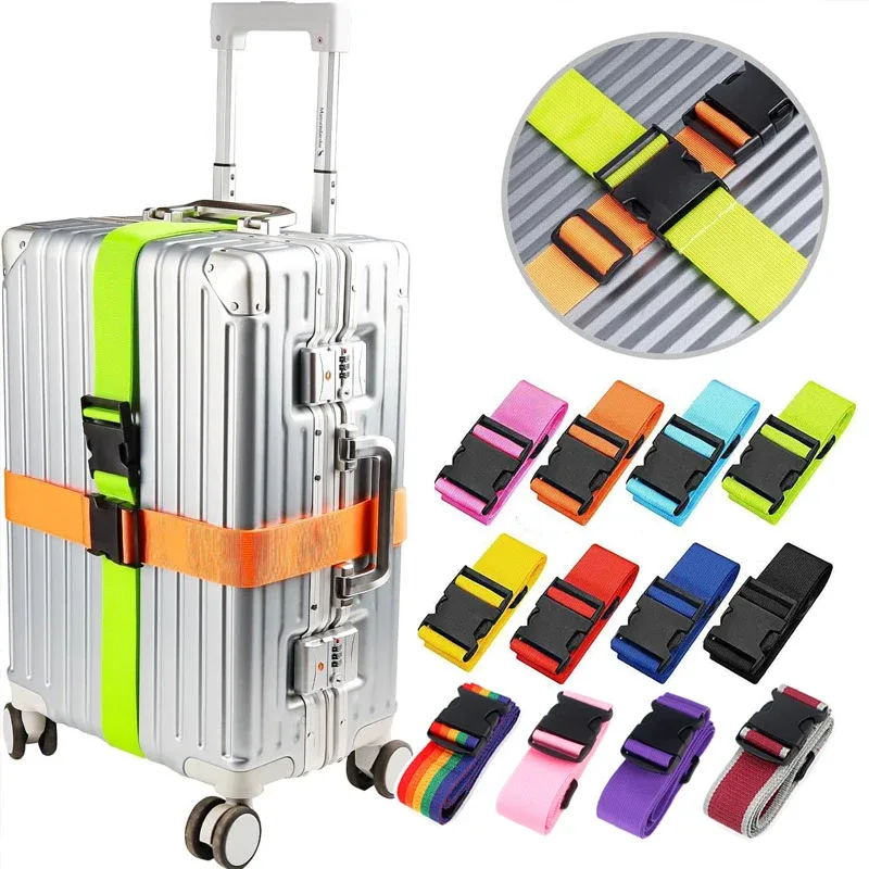 sangles de bagages de forme droite pour valise ceinture de bagage en polyester avec boucle de dégagement réglable, accessoire de voyage