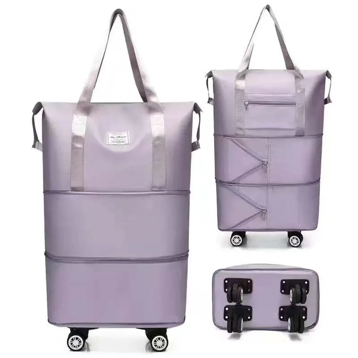 sac de voyage à roulettes universel, sac de rangement de grande capacité, séparation sèche et humide, sac à main d'extension double couche surdimensionné pour maternité