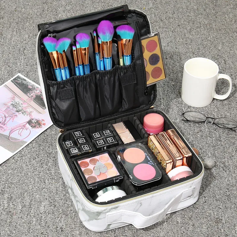 trousse de maquillage portable, boîte professionnelle, sac de rangement de maquillage, sac à cosmétiques étanche pour femmes pour voyage