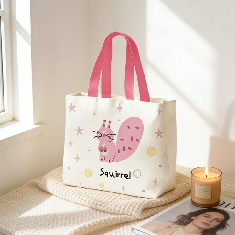 sac fourre-tout en toile mignon, mini sac à main de style coréen, sac à lunch portable pour étudiants et employés de bureau