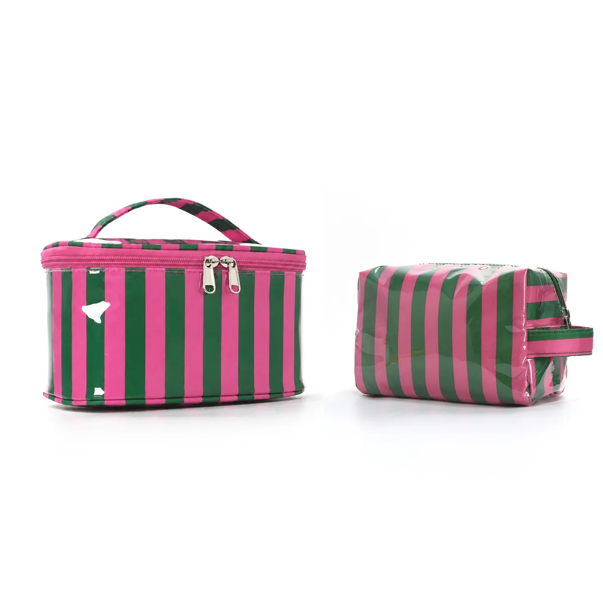 sac cosmétique à rayures en pvc de grande capacité, sac de rangement pour articles de toilette pour femmes, sac de maquillage portable, sac de voyage pour voyage d'affaires, soins de la peau