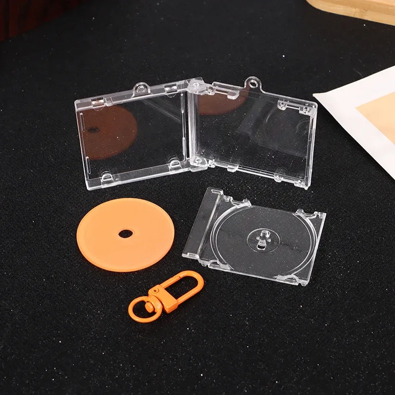 porte-clés album souvenir vierge, mini étui cd, breloque en forme de lecteur cd, breloques diy pour sac à dos