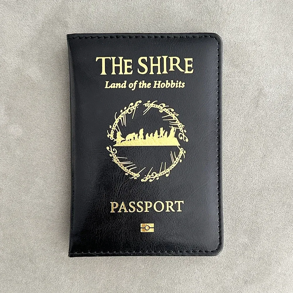 couverture de passeport shire of the hobbit, accessoires de voyage, cadeaux de famille, porte-passeport kingdom of fairy hobbiton
