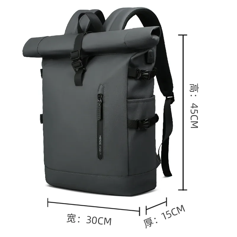 heroic knight – sac à dos de voyage pour hommes, extensible, pour ordinateur portable 15.6 pouces, avec port usb, étanche, enroulable, pour loisirs