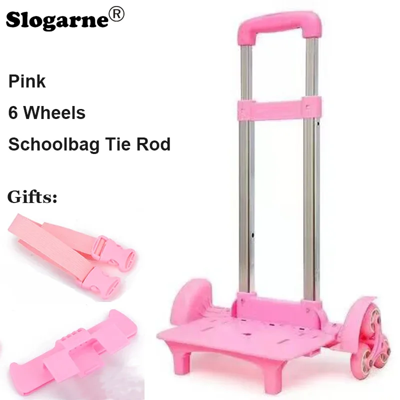 sac à dos pour enfants, roues de chariot à tige de traction, accessoires de sac d'école pour enfants, tige de direction, stator pour étudiants, monter les escaliers, 6 roues, pièces de sacs