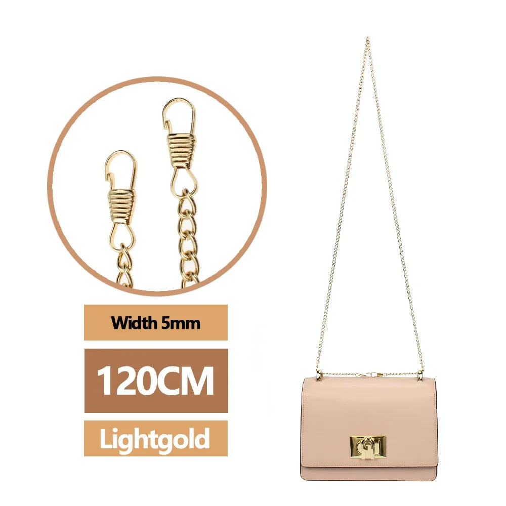 sacs en métal jopurse avec boucles pour femmes, sangle initiée pour sacs, remplacement de sac à bandoulière, accessoires jobag, largeur 5mm, 40 cm, 60 cm, 120cm