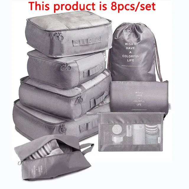sacs de voyage en poudre pour soutien-gorge et chaussures, ensemble d'emballage de valise, étuis de rangement, 6/8/9 pièces/ensemble