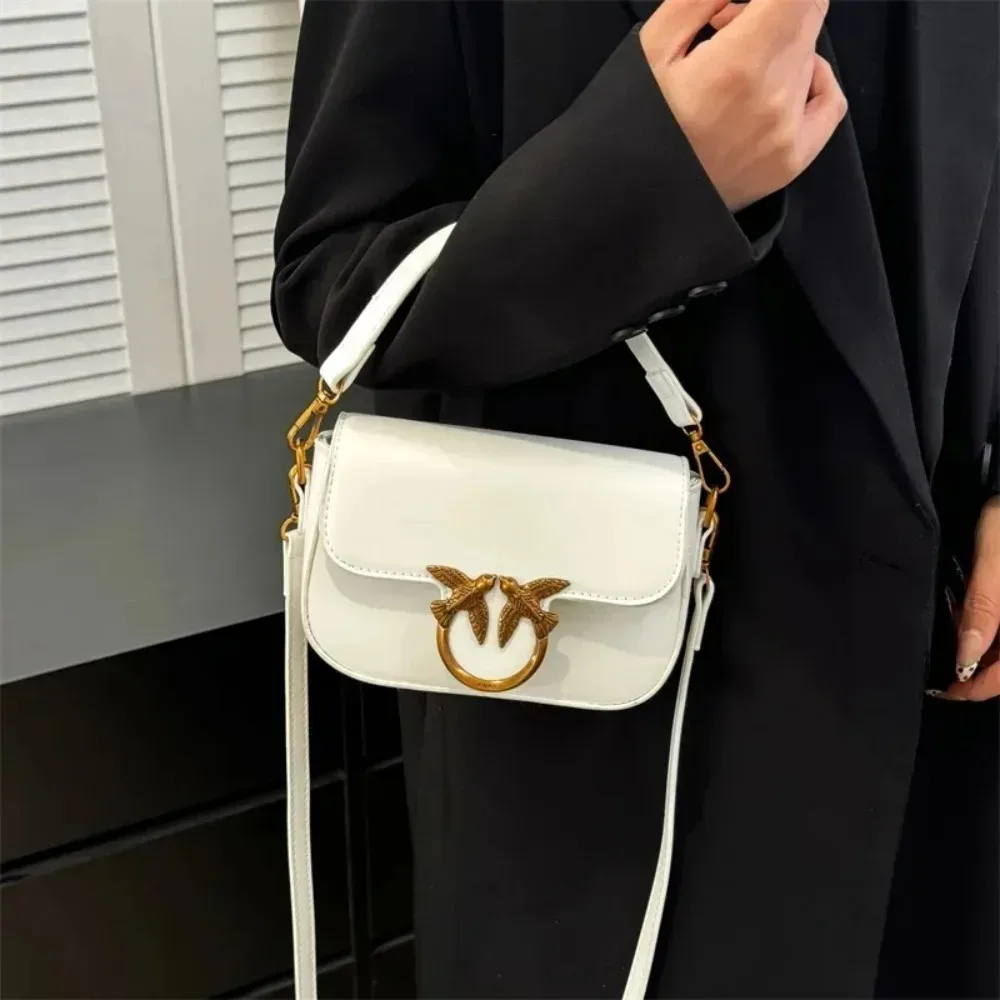 sac à bandoulière haut de gamme en cuir, sac fourre-tout tendance, design élégant, classique, populaire, pour les trajets quotidiens, avec bouton en forme d'oiseau