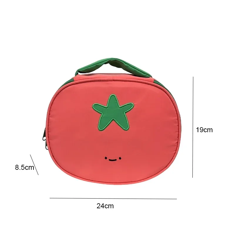1 pièce trousse de maquillage mignonne en forme de tomate, en nylon imperméable, organiseur de cosmétiques portable, pochette de rangement pour articles de toilette